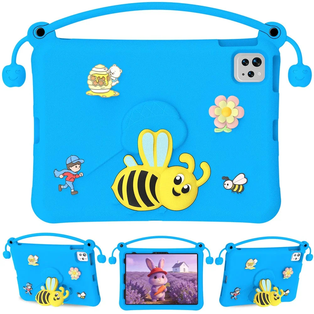 EVA Case For iPad (2025) / 10.9 (2022) / Pro 11 (2025) / (2024) / (2022) / (2021) / (2020) / (2018) / Air 11 (2026) / (2025) / (2024) / Air (2022) / (2020) Bee Style Kickstand Tablet Cover with Carry Handle - Blue - 1