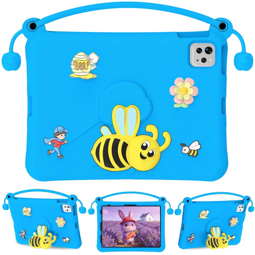 EVA Case For iPad (2025) / 10.9 (2022) / Pro 11 (2025) / (2024) / (2022) / (2021) / (2020) / (2018) / Air 11 (2026) / (2025) / (2024) / Air (2022) / (2020) Bee Style Kickstand Tablet Cover with Carry Handle - Blue - 1