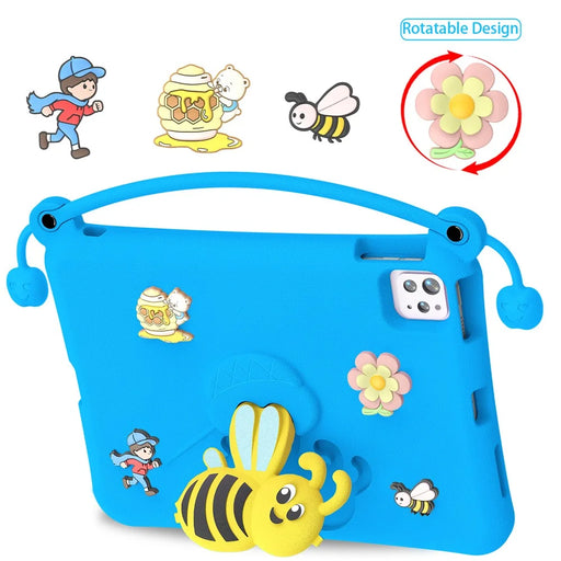 EVA Case For iPad (2025) / 10.9 (2022) / Pro 11 (2025) / (2024) / (2022) / (2021) / (2020) / (2018) / Air 11 (2026) / (2025) / (2024) / Air (2022) / (2020) Bee Style Kickstand Tablet Cover with Carry Handle - Blue - 2