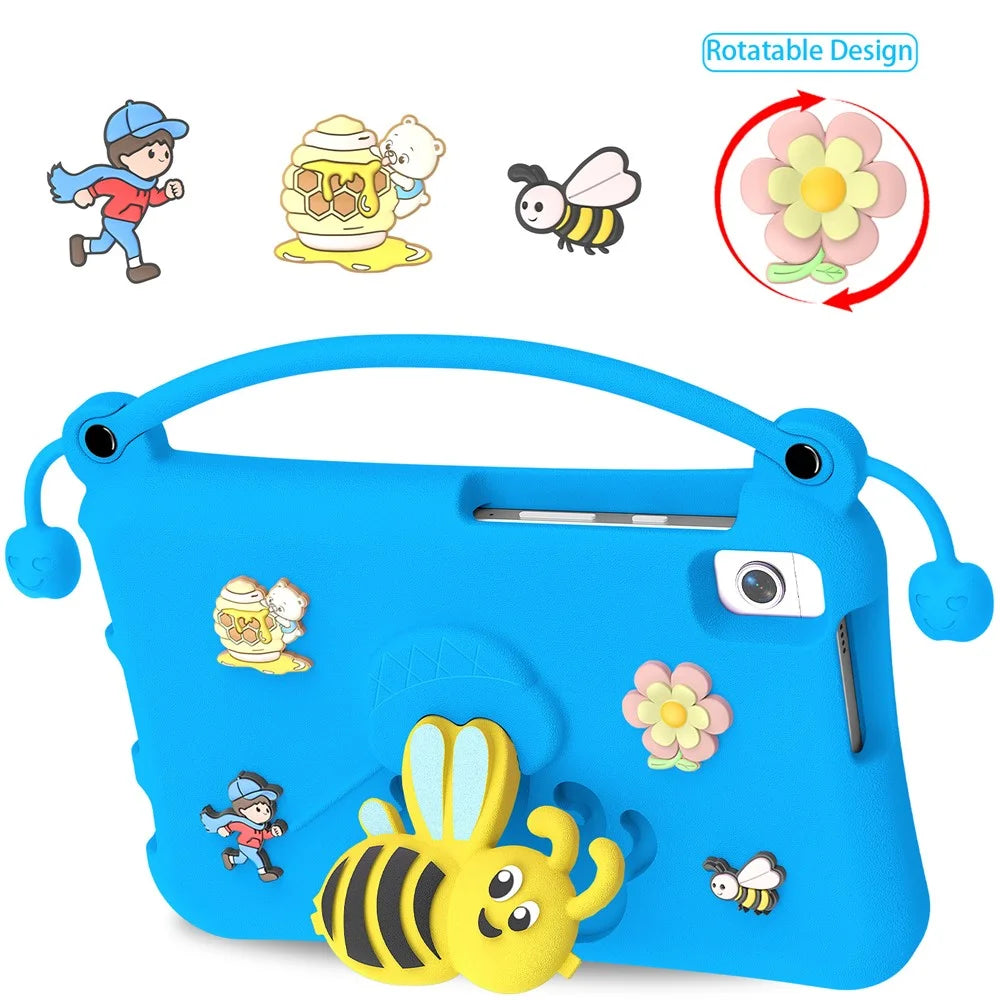 EVA Case For Samsung Galaxy Tab A11  /  A9  /  A7 Lite 8.7-inch  /  A 8.0 (2019)  /  Lenovo Tab K9 Bee Style Kickstand Tablet Cover with Carry Handle - Blue - 2