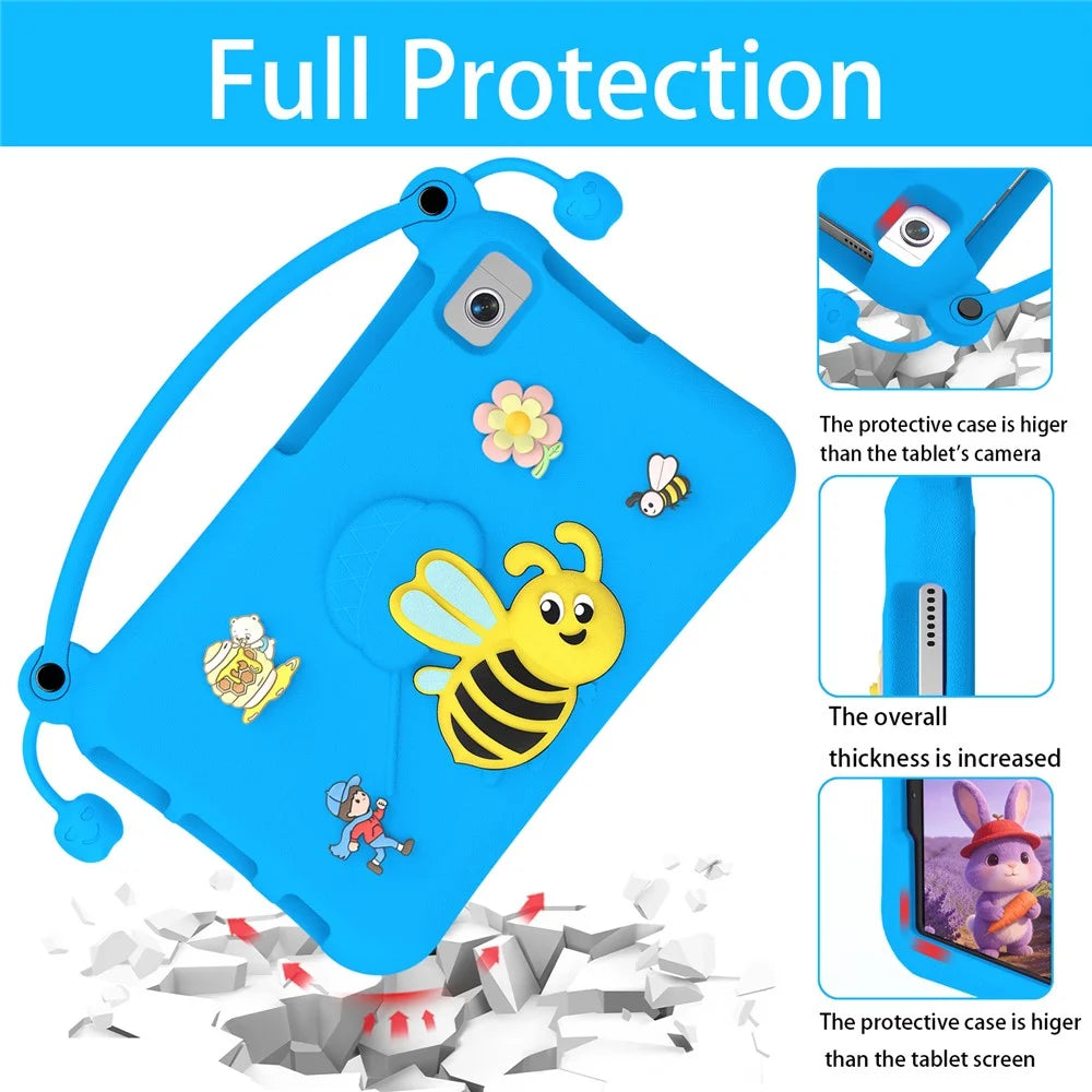 EVA Case For Samsung Galaxy Tab A11  /  A9  /  A7 Lite 8.7-inch  /  A 8.0 (2019)  /  Lenovo Tab K9 Bee Style Kickstand Tablet Cover with Carry Handle - Blue - 4