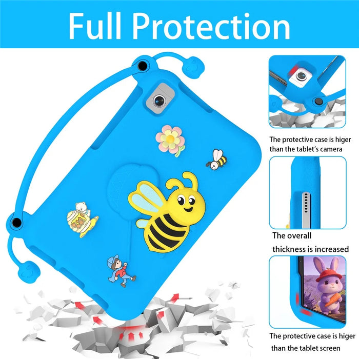 EVA Case For Samsung Galaxy Tab A11  /  A9  /  A7 Lite 8.7-inch  /  A 8.0 (2019)  /  Lenovo Tab K9 Bee Style Kickstand Tablet Cover with Carry Handle - Blue - 4