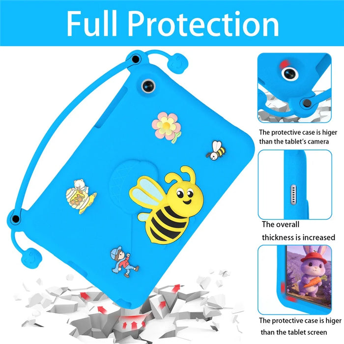 For Samsung Galaxy Tab A11+  /  A9+ EVA Case Bee Style Kickstand Tablet Cover with Carry Handle - Blue - 4