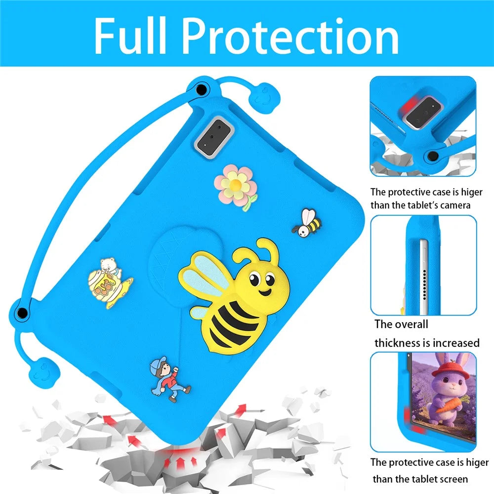 EVA Case For Samsung Galaxy Tab S6 Lite (2024) / (2022) / (2020) / S6 / S5e SM-T720 / A7 10.4 (2022) / (2020) / Lenovo Tab M10 Plus / K10 Bee Style Kickstand Tablet Cover with Carry Handle - Blue - 4
