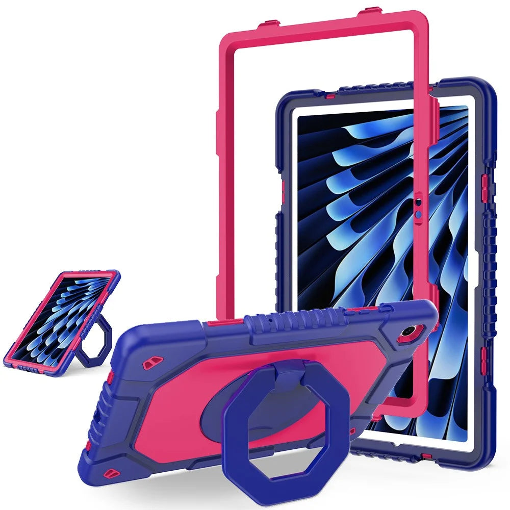 For Samsung Galaxy Tab A11+  /  A9+ Case Hand Grip Kickstand Shockproof Silicone + PC Tablet Cover with Pen Slot - Rose  /  Navy Blue - 1