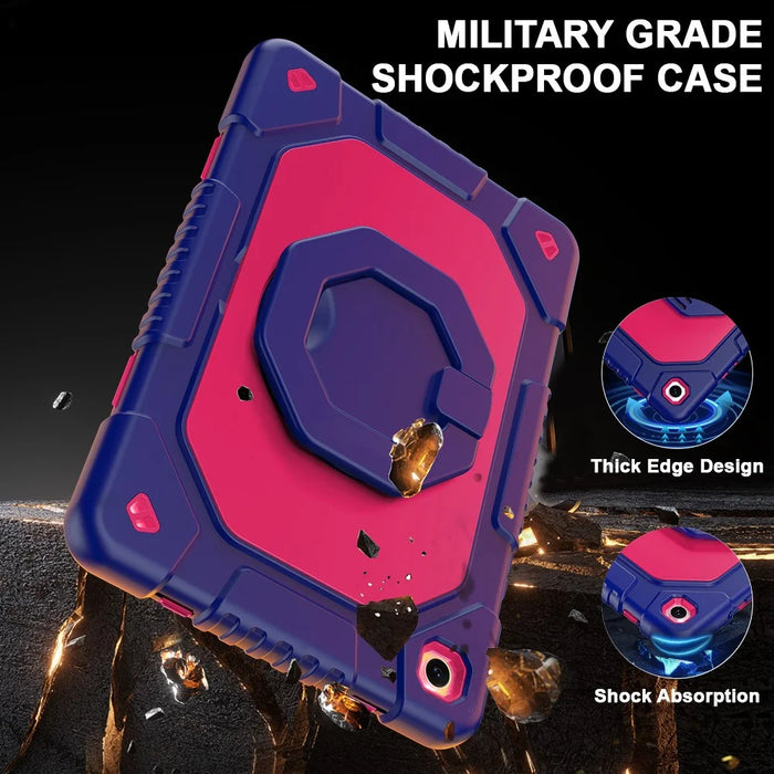 For Samsung Galaxy Tab A11+  /  A9+ Case Hand Grip Kickstand Shockproof Silicone + PC Tablet Cover with Detachable Strap  /  Pen Slot - Rose  /  Navy Blue - 3