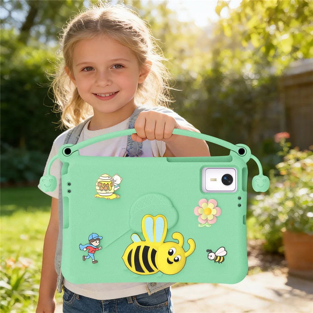 EVA Case For Lenovo Idea Tab  /  Tab M11  /  Huawei MatePad SE 11  /  Xiaomi Redmi Pad 2 11  /  SE  /  Pad 6 Pro  /  6  /  5  /  Honor Tablet V7 Bee Style Kickstand Tablet Cover with Carry Handle - Light Cyan - 7