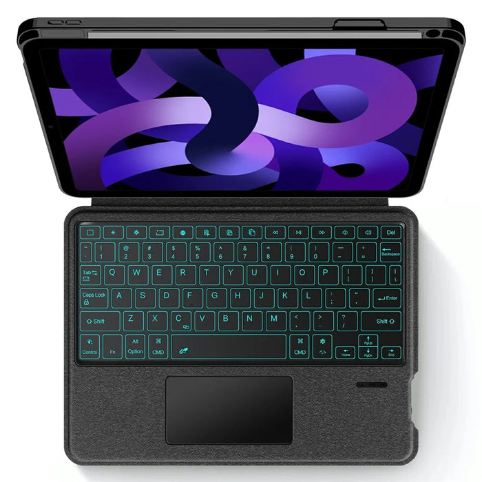 For iPad Air (2022) / (2020) Leather Case + Bluetooth-Compatible Keyboard with Backlight Trackpad - 2