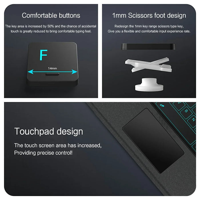 For Huawei MatePad 11.5 (2026) Leather Case + Bluetooth-Compatible Keyboard with Backlight Trackpad - 5