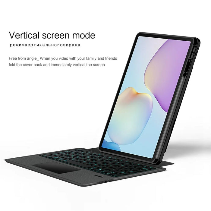 For Huawei MatePad 11.5 (2026) Leather Case + Bluetooth-Compatible Keyboard with Backlight Trackpad - 6