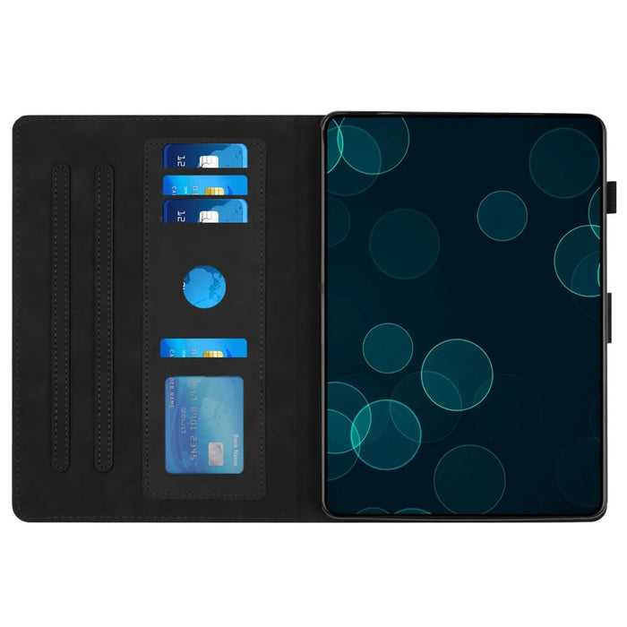 For Samsung Galaxy Tab A11+  /  A9+ Case Diamond Texture Leather Stand Flip Tablet Cover with Card Holder - Black - 2