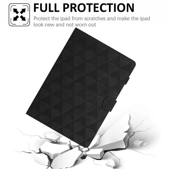 For Samsung Galaxy Tab A11+  /  A9+ Case Diamond Texture Leather Stand Flip Tablet Cover with Card Holder - Black - 7