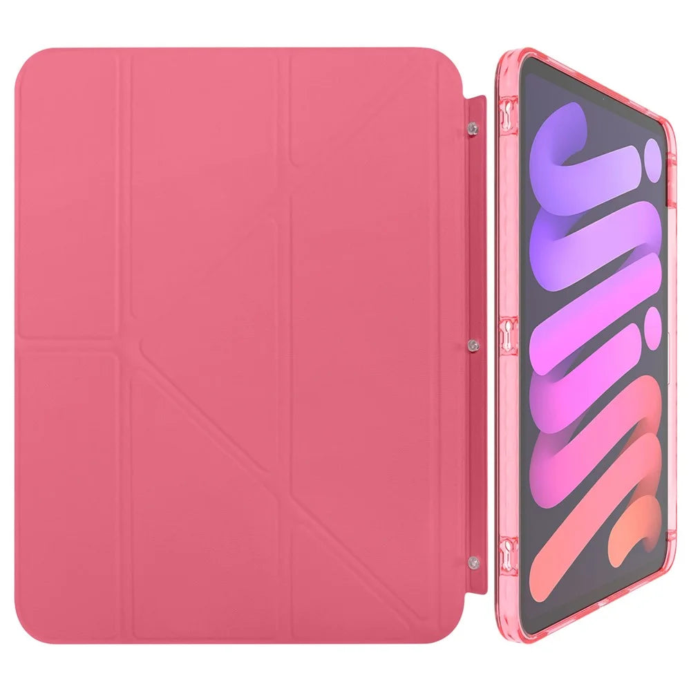 For iPad (2025)  /  10.9 (2022) Case Magnetic Closure Origami Stand Leather + TPU + Clear Acrylic Detachable Tablet Cover - Rose - 2