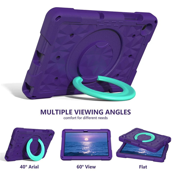 For Samsung Galaxy Tab A11  /  A9 Case Hand Grip Kickstand Geometric Pattern PC + EVA Tablet Cover with Shoulder Strap - Purple  /  Mint Green - 6