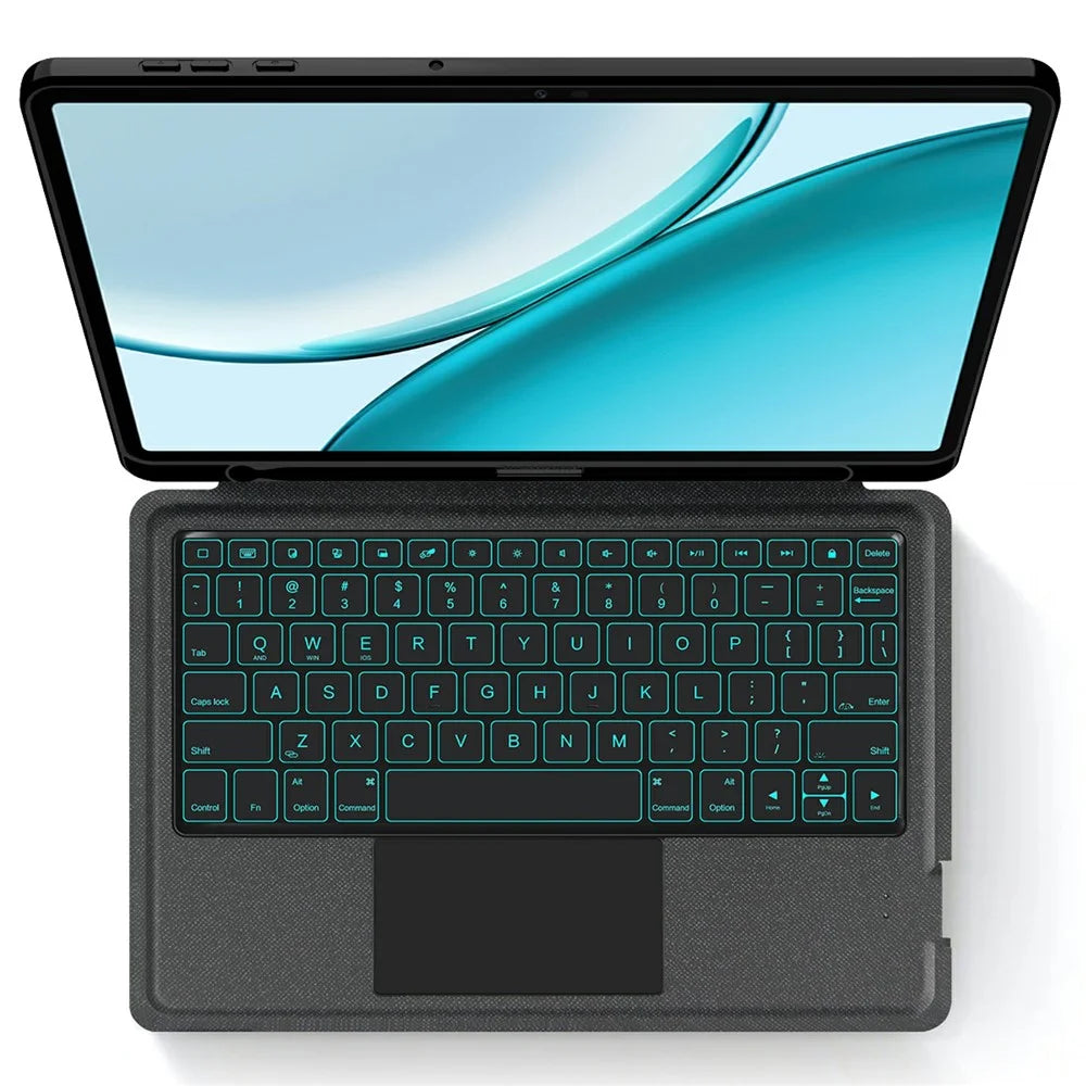 For Honor Pad X10 Pro Leather Case + Bluetooth-Compatible Keyboard with Backlight Trackpad - Black - 2