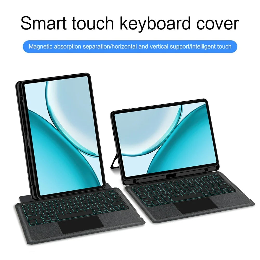 For Honor Pad X10 Pro Leather Case + Bluetooth-Compatible Keyboard with Backlight Trackpad - Black - 4