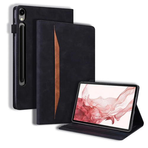 Tablet Case For Samsung Galaxy Tab S9  /  Tab S7  /  Tab S8 PU Leather Protective Folio Cover with Card Holder - Black - 1