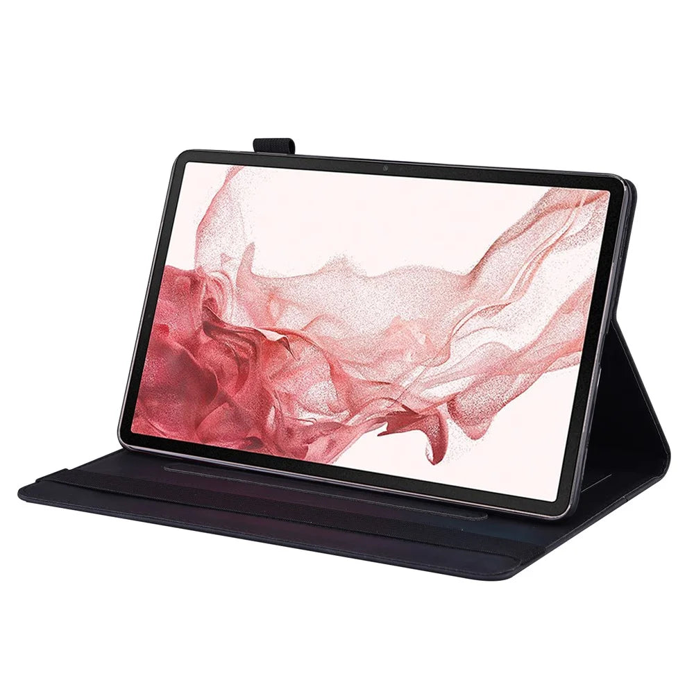 Tablet Case For Samsung Galaxy Tab S9  /  Tab S7  /  Tab S8 PU Leather Protective Folio Cover with Card Holder - Black - 3