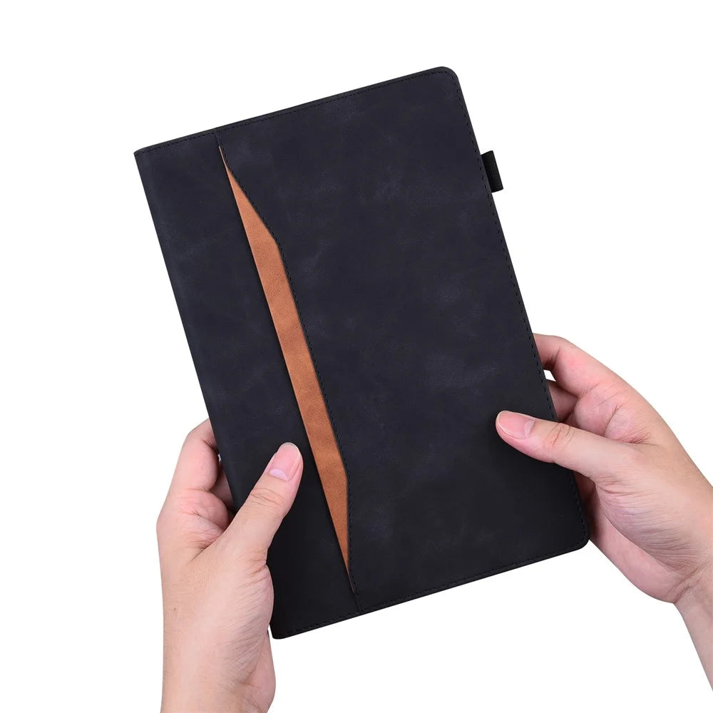 Tablet Case For Samsung Galaxy Tab S9  /  Tab S7  /  Tab S8 PU Leather Protective Folio Cover with Card Holder - Black - 6