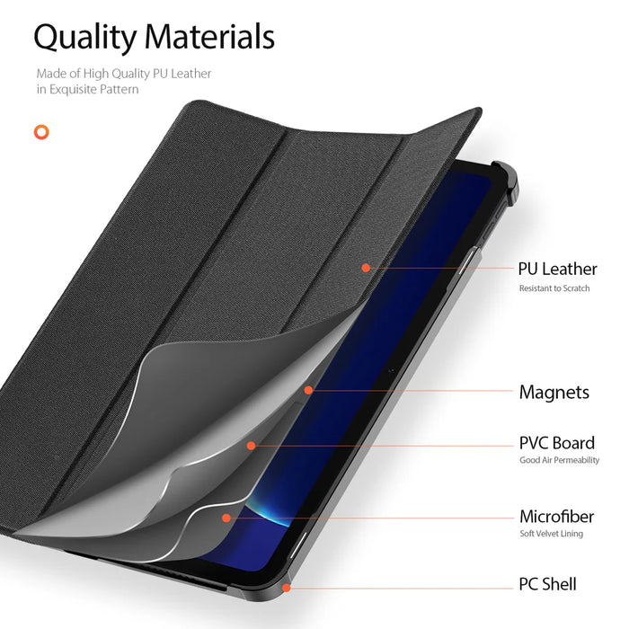 DUX DUCIS For OnePlus Pad Go 2 Case  Domo Series Tri-fold Stand PU Leather Tablet Cover - Black - 5