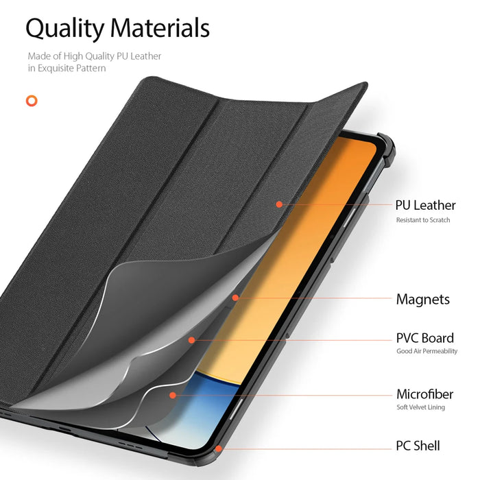 DUX DUCIS For Realme Pad 3 Case  Domo Series Tri-fold Stand PU Leather Tablet Cover - Black - 5