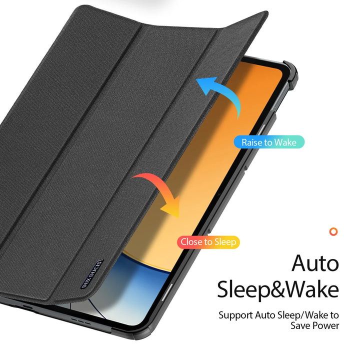 DUX DUCIS For Realme Pad 3 Case  Domo Series Tri-fold Stand PU Leather Tablet Cover - Black - 6