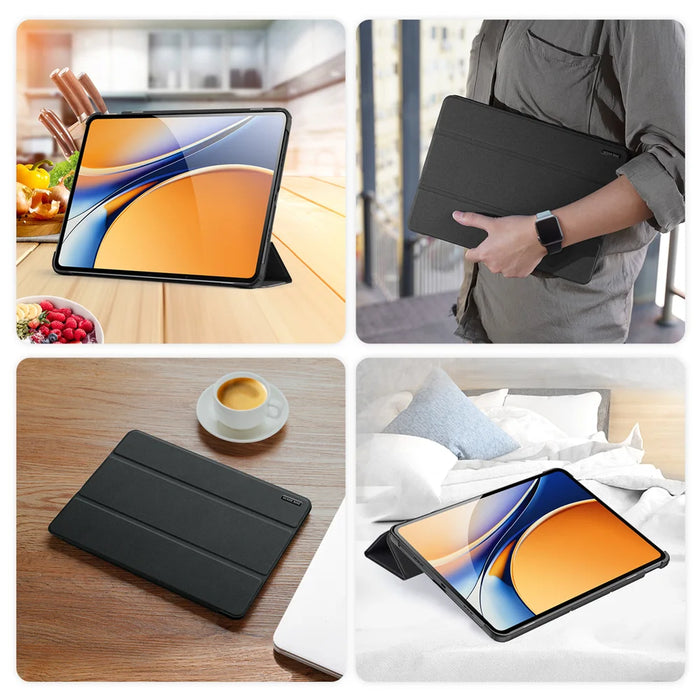 DUX DUCIS For Realme Pad 3 Case  Domo Series Tri-fold Stand PU Leather Tablet Cover - Black - 7
