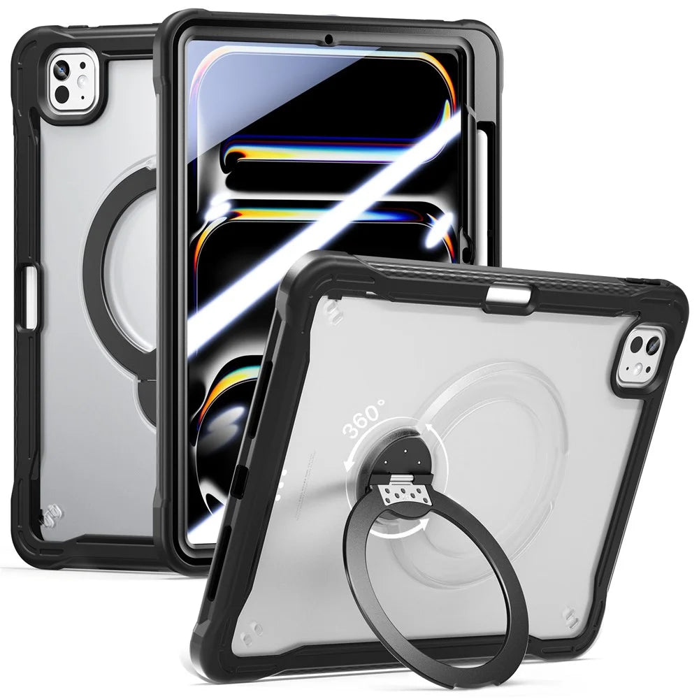 Kickstand Case for iPad Pro 11 (2025) / (2024) Drop Protection TPU + PC Tablet Cover with 9H Screen Film - Black - 1