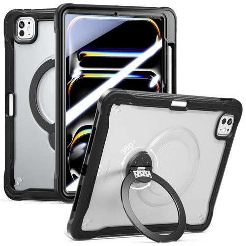 Kickstand Case for iPad Pro 11 (2025) / (2024) Drop Protection TPU + PC Tablet Cover with 9H Screen Film - Black - 1