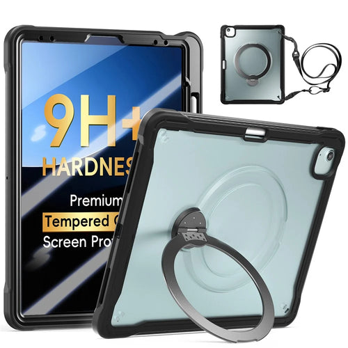 Kickstand Case with Shoulder Strap / Screen Film for iPad Air 13 (2026) / (2025) / (2024) / iPad Pro 12.9 (2022) / (2021) / (2020) / (2018) TPU + PC Tablet Cover - Black - 1