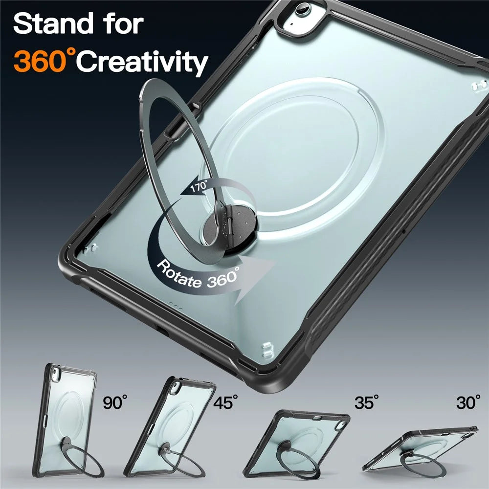 Kickstand Case with Shoulder Strap / Screen Film for iPad Air 13 (2026) / (2025) / (2024) / iPad Pro 12.9 (2022) / (2021) / (2020) / (2018) TPU + PC Tablet Cover - Black - 3