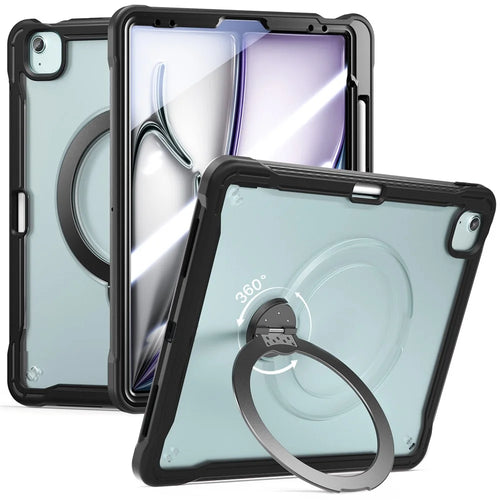 Kickstand Case for iPad Air 13 (2026) / (2025) / (2024) / iPad Pro 12.9 (2022) / (2021) / (2020) / (2018) TPU + PC Tablet Cover with 9H Screen Film - Black - 1