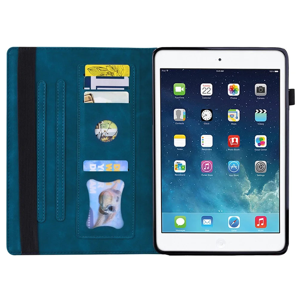 Tablet Case For iPad 10.2 (2021)  /  10.2 (2020)  /  10.2 (2019)  /  9.7-inch (2018)  /  9.7-inch (2017) Card Slot PU Leather Stand Tablet Cover - Blue - 2