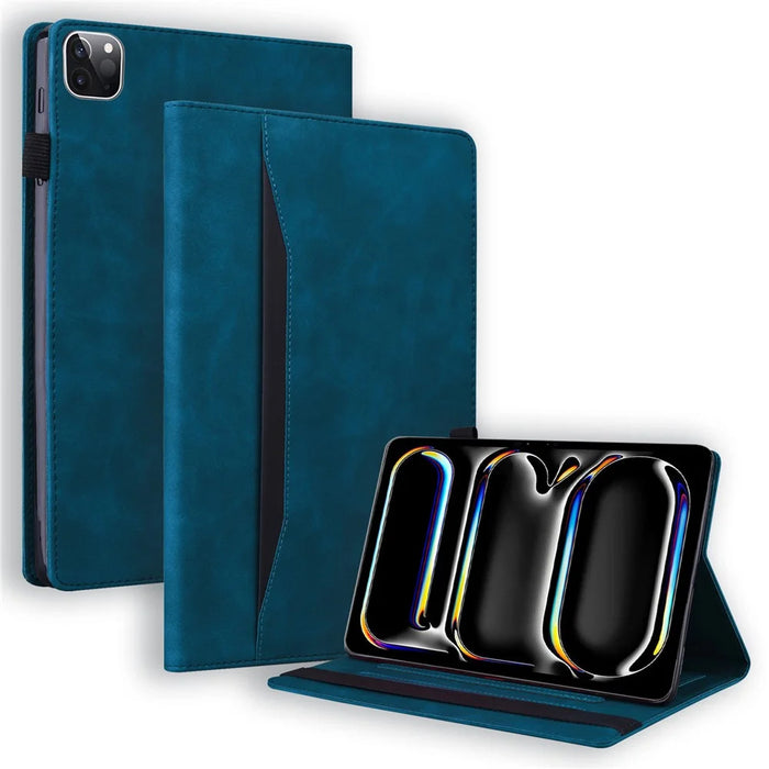 Tablet Case For iPad Pro 13 (2025) / (2024) Card Slot PU Leather Stand Tablet Cover - Blue - 1