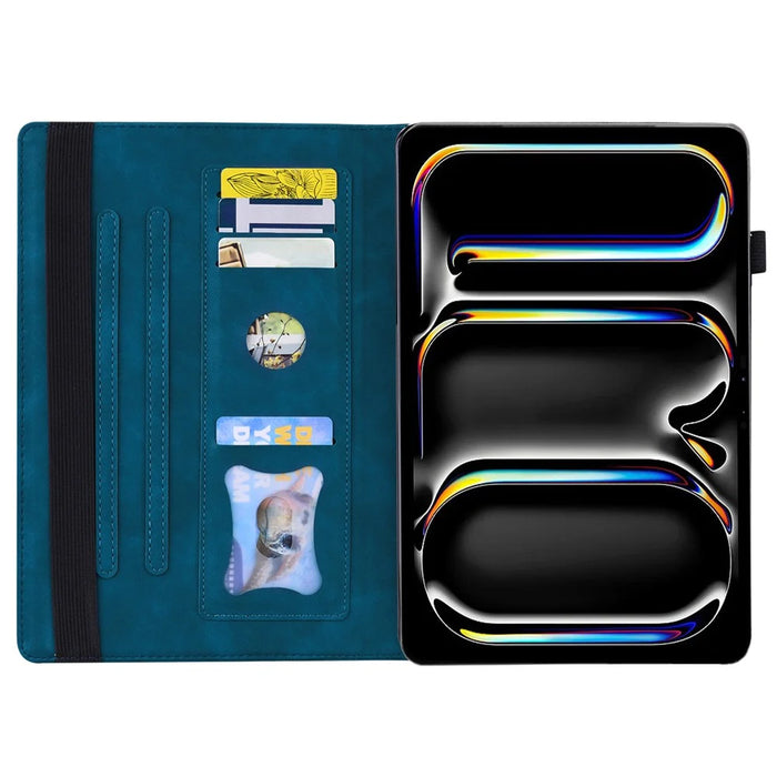 Tablet Case For iPad Pro 13 (2025) / (2024) Card Slot PU Leather Stand Tablet Cover - Blue - 2