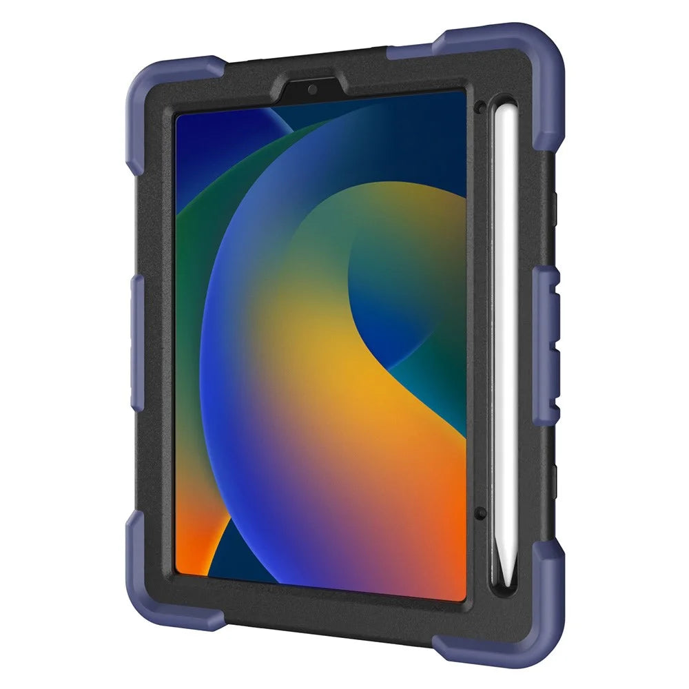 For iPad mini (2024) / (2021) Case Kickstand Silicone + PC Shockproof Protective Tablet Cover - Navy Blue + Black - 2