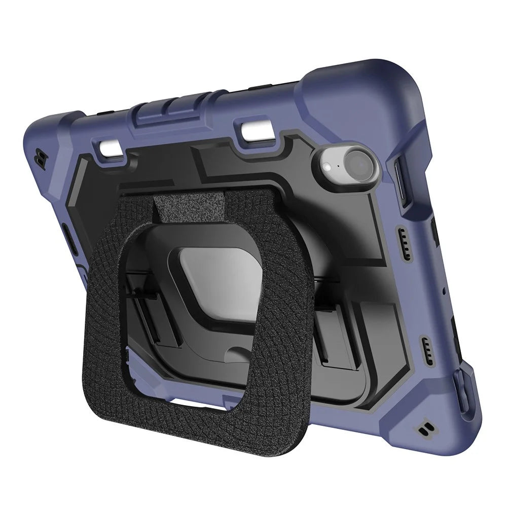 For iPad mini (2024) / (2021) Case Kickstand Silicone + PC Shockproof Protective Tablet Cover - Navy Blue + Black - 5
