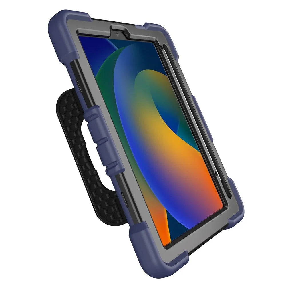 For iPad mini (2024) / (2021) Case Kickstand Silicone + PC Shockproof Protective Tablet Cover - Navy Blue + Black - 7