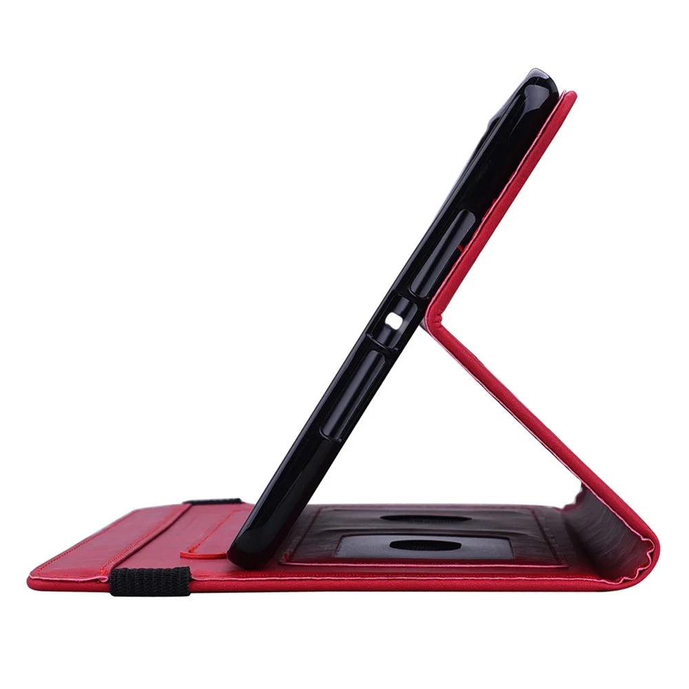 Tablet Case For iPad 10.2 (2021)  /  10.2 (2020)  /  10.2 (2019)   /  9.7-inch (2018)  /  9.7-inch (2017) Imprinting Calf Leather Flower Pattern Stand Cover Shell with Pen Holder Strap - Red - 5