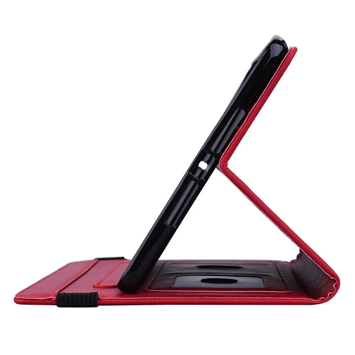 Tablet Case For iPad 10.2 (2020)  /  10.2 (2019)  /  Air 10.5 inch (2019) Imprinting Calf Leather Flower Pattern Stand Cover Shell with Pen Holder Strap - Red - 5