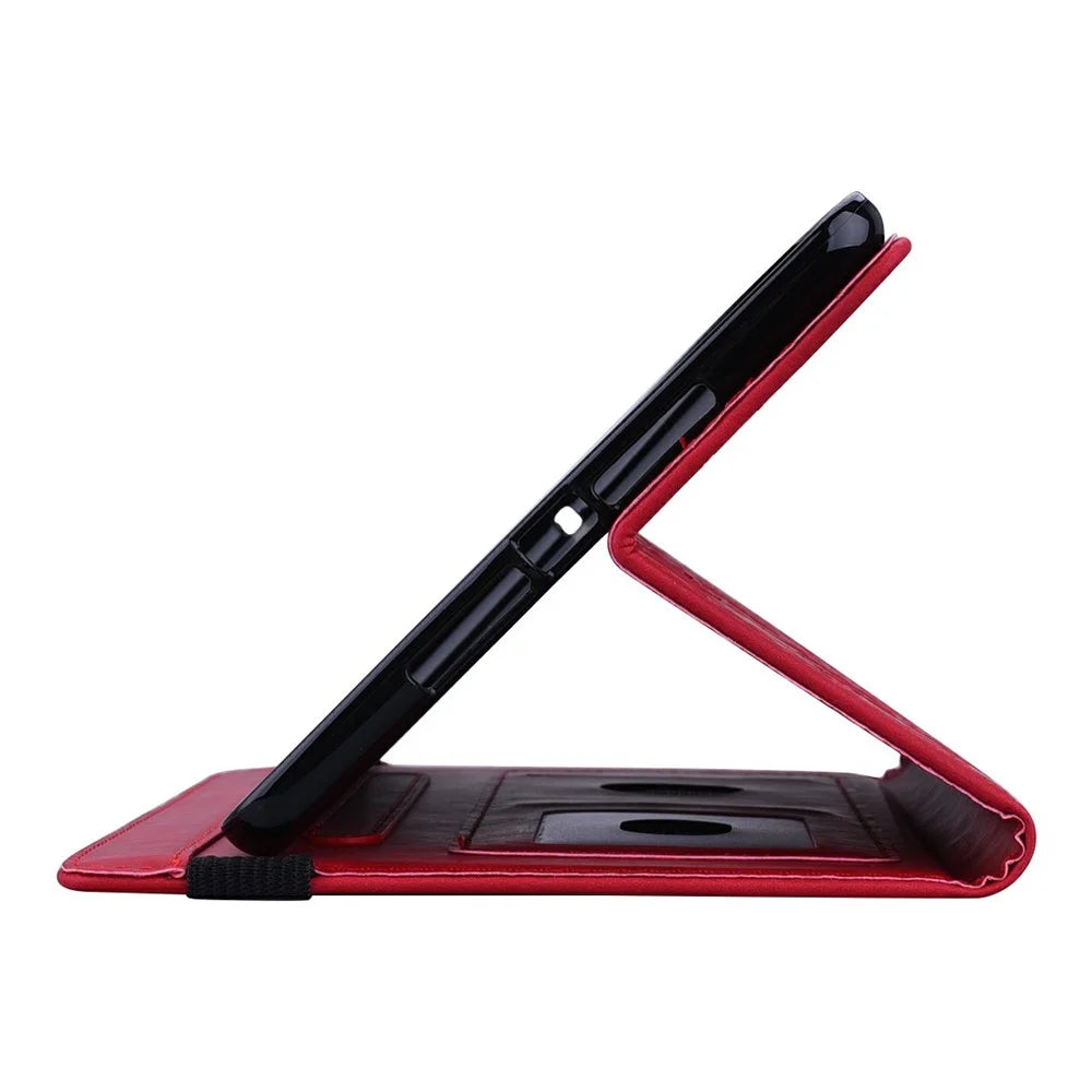 Tablet Case For iPad Pro 13 (2025)  /  (2024) Imprinting Calf Leather Flower Pattern Stand Cover Shell with Pen Holder Strap - Red - 6