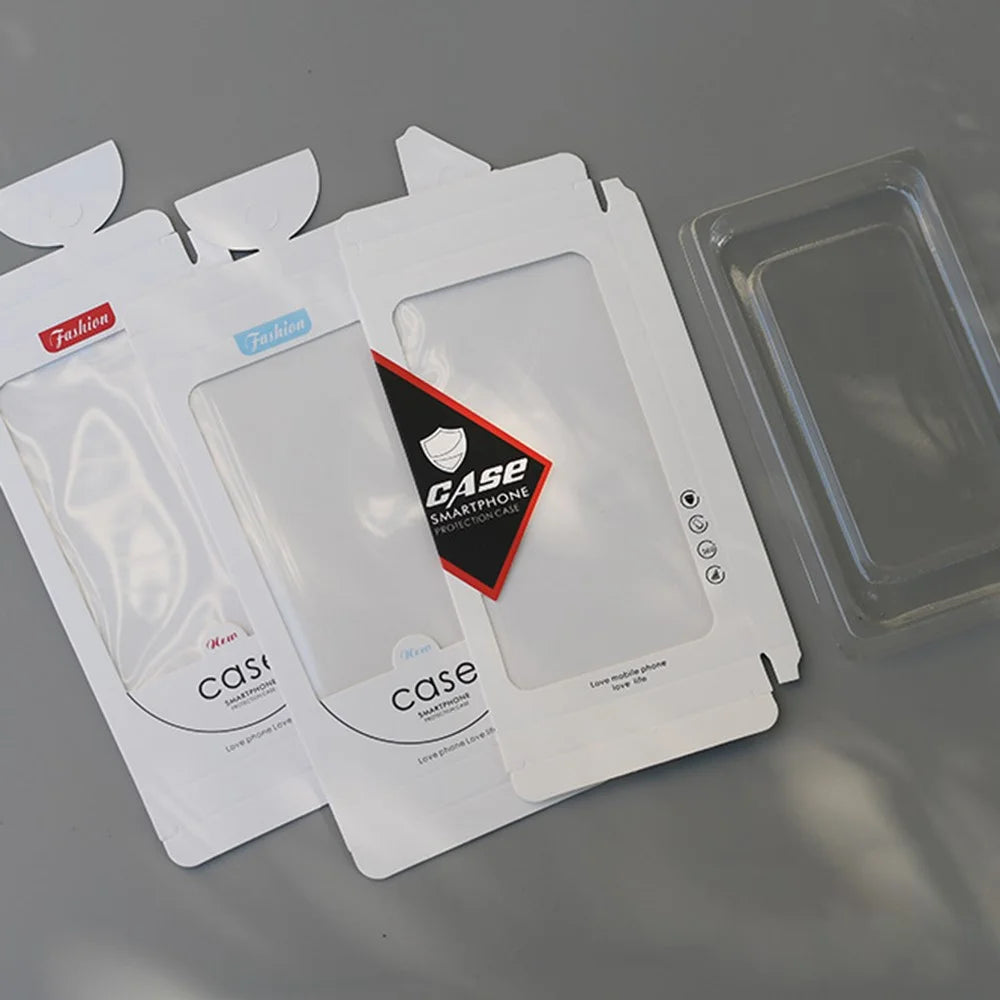 18.2 x 10 x 1.5cm Phone Case Packaging Box Cardboard Retail Display Box with Blister Inner Tray - Black / Red - 6