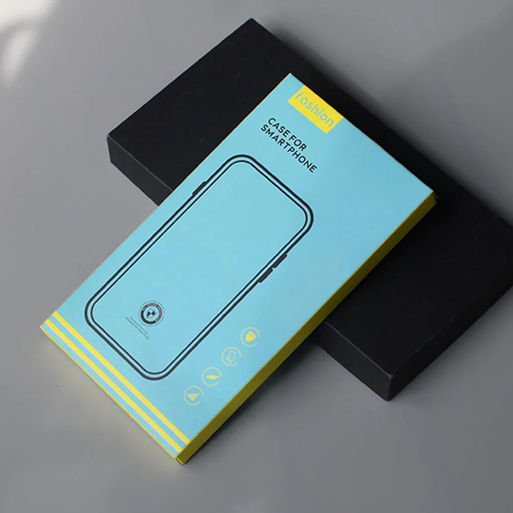 k2 18.2 x 10 x 1.5cm Phone Case Packaging Box with Blister Inner Tray Phone Cover Paper Box (without Window) - Blue  /  Yellow - 2