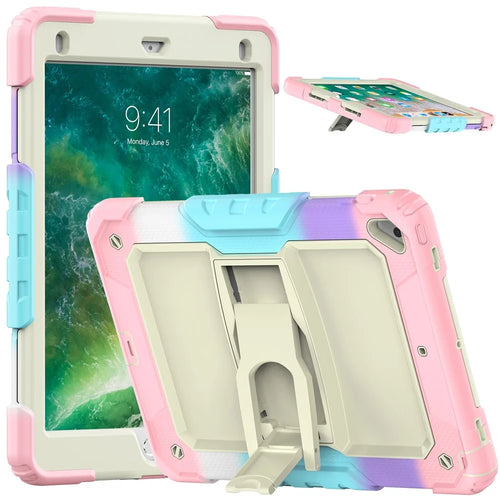 Kickstand Case for iPad 9.7-inch (2018) / (2017) / iPad Pro 9.7 inch (2016) / iPad Air 2 PC + Silicone Shockproof Tablet Cover - Camo Pink - 1