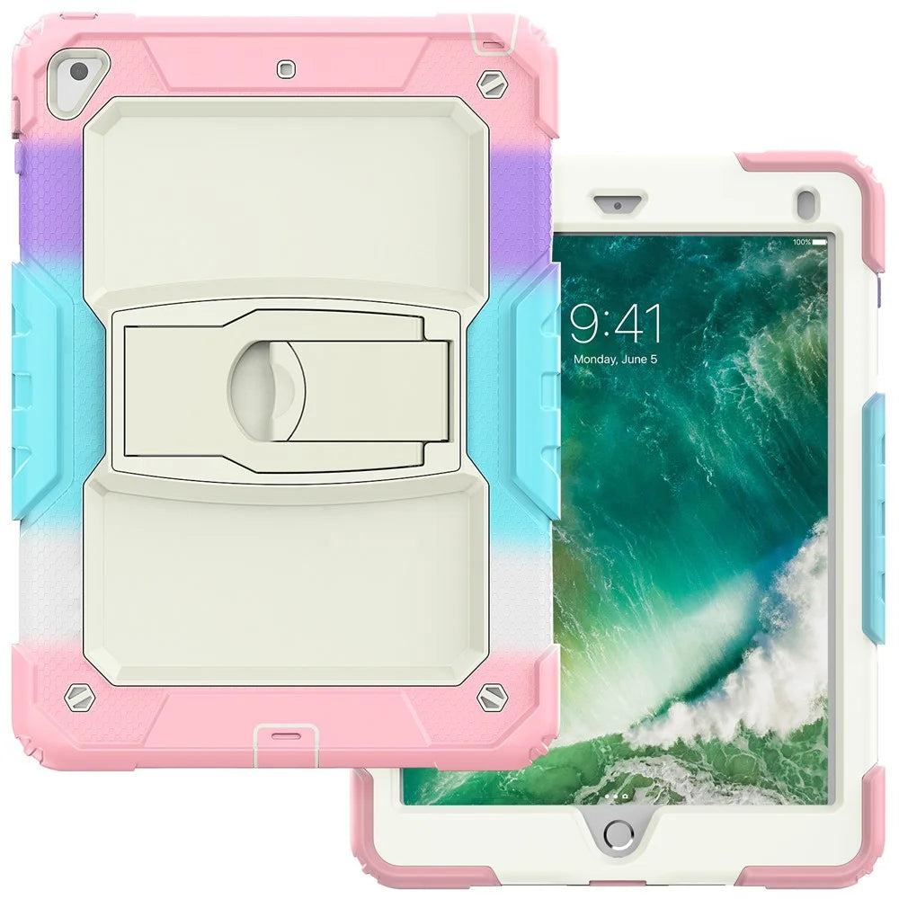 Kickstand Case for iPad 9.7-inch (2018) / (2017) / iPad Pro 9.7 inch (2016) / iPad Air 2 PC + Silicone Shockproof Tablet Cover - Camo Pink - 2