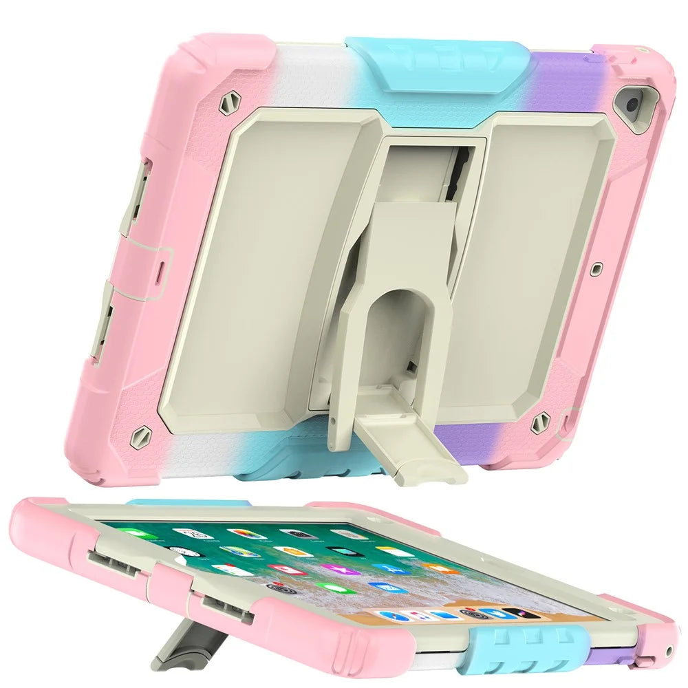 Kickstand Case for iPad 9.7-inch (2018) / (2017) / iPad Pro 9.7 inch (2016) / iPad Air 2 PC + Silicone Shockproof Tablet Cover - Camo Pink - 3