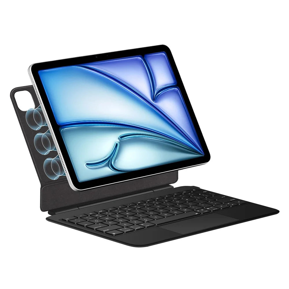 Leather Case for iPad Air 13 (2026) / (2025) / (2024) / iPad Pro 12.9 (2022) / (2021) / (2020) / (2018) Touchpad Magnetic Bluetooth-compatible Keyboard - Black - 3