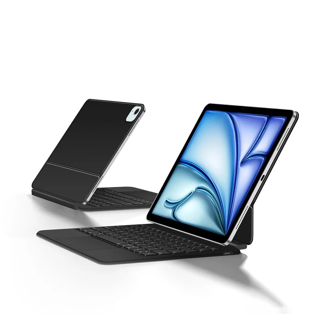 Leather Case for iPad Air 13 (2026) / (2025) / (2024) / iPad Pro 12.9 (2022) / (2021) / (2020) / (2018) Touchpad Magnetic Bluetooth-compatible Keyboard - Black - 5