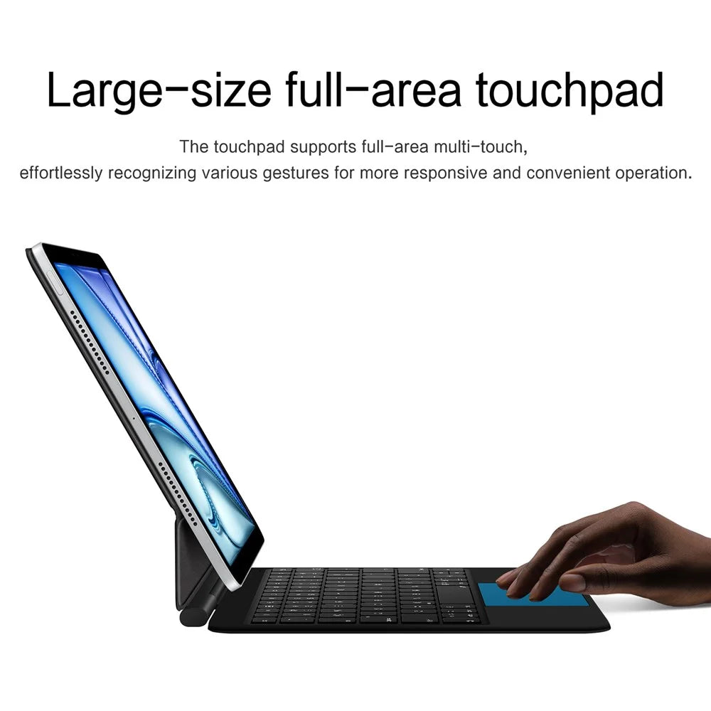 Leather Case for iPad Air 13 (2026) / (2025) / (2024) / iPad Pro 12.9 (2022) / (2021) / (2020) / (2018) Touchpad Magnetic Bluetooth-compatible Keyboard - Black - 6
