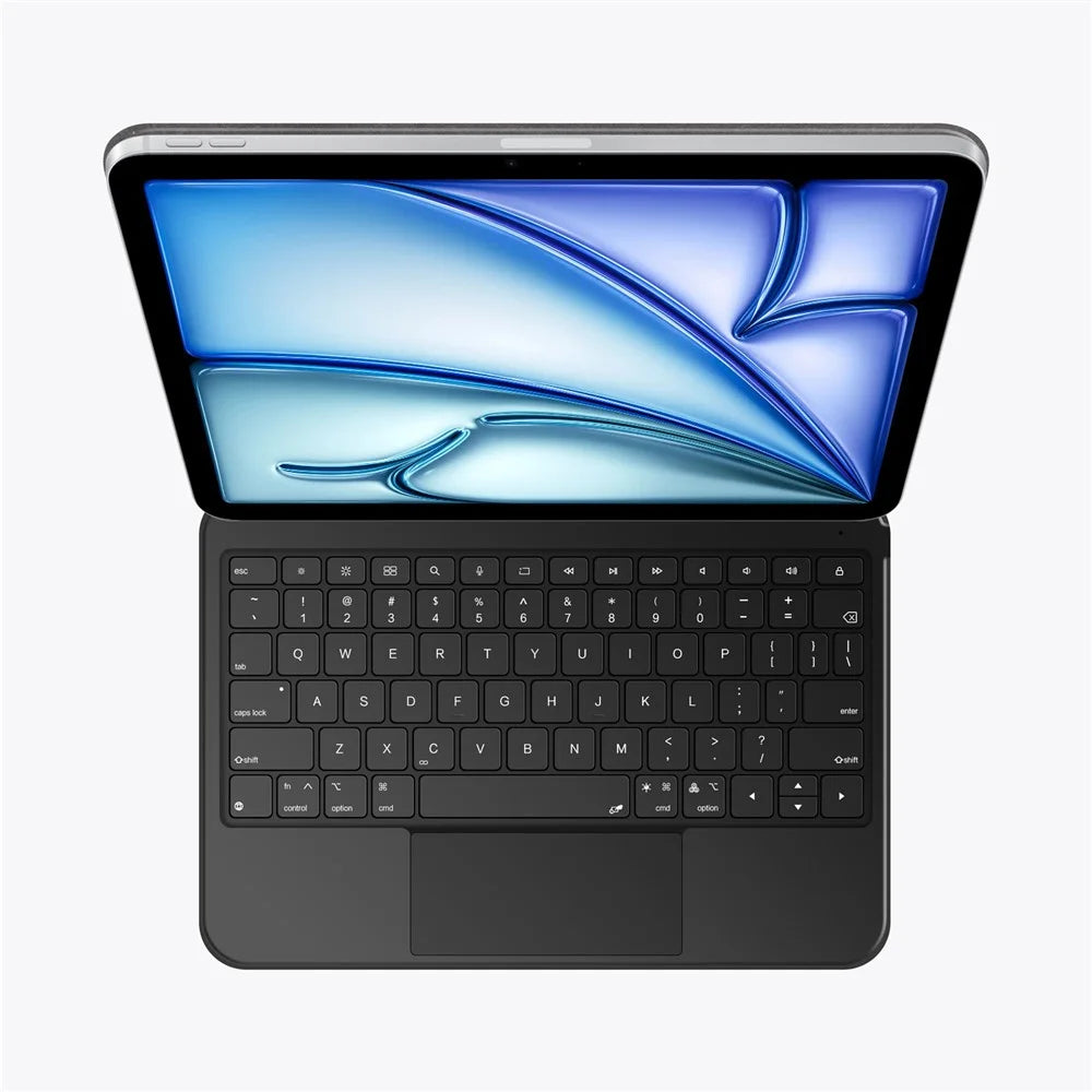 Leather Case for iPad Air 11 (2026) / (2025) / (2024) / Air (2022) / Air (2020) / iPad Pro 11 (2022) / (2021) / (2020)(2018) Touchpad Bluetooth-compatible Keyboard - Black - 2